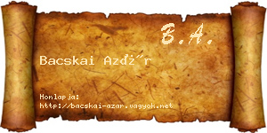 Bacskai Azár névjegykártya